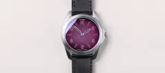 anOrdain Model 2 mkI Purple Fumé, purple fumé enamel dial, on black shell cordovan strap