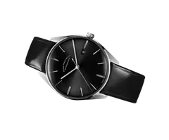 ELKA D04-0807, sunbrushed black dial, on black veau glacé leather strap