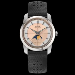 MAEN Lunar Classic 36 M7.1.3 with salmon dial on black tropic strap