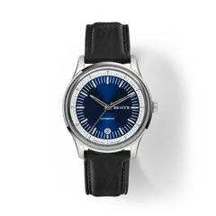 Bravur BW003 with midnight blue two-tone dial on a black leather strap