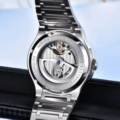Pagani Design PD-YS029 screw-down display caseback engraved PD-YS029, 100M and Stainless steel, with blued screws and a rotor carrying the PD logo