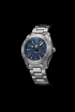 Zelos Thresher 500m GMT, blue dial, lumed steel bezel, on steel bracelet