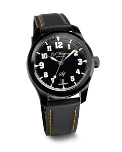 JS Watch Co. Reykjavik Sif N.A.R.T. Black Case, Orange Hands
