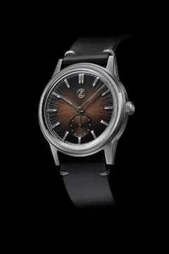 Zelos Nova 38mm Espresso Brown, brown sunburst dial, on black leather strap