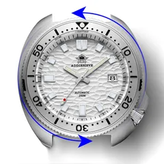 Addiesdive AD2117 case and bezel, showing the crown guard at 4 and counter-clockwise bezel rotation