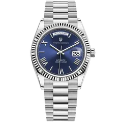 Pagani Design PD-1752 with blue dial on steel president-style bracelet