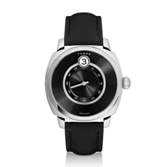 Fears Brunswick 40.5 Jump Hour Raven Black on a black leather strap
