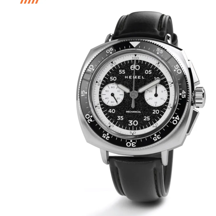 Hemel Sky Racer hand-wound, midnight black panda dial, cushion case