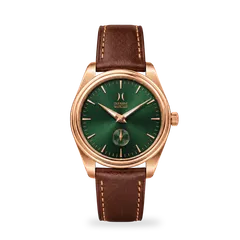 DuFrane Westlake, Fairway Green dial in rose gold case, on leather strap