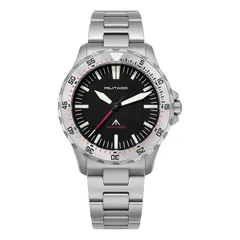 Militado ML16 (VH31) with black dial and stainless steel bezel insert on steel bracelet