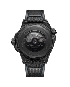 Undone Aqua Carbon Maggy see-through caseback with a manta-ray rotor