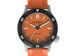 Santurce Collection Esnórquel with orange dial and black bezel on orange rubber strap