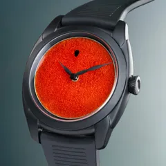 Oracle Time x Isotope Mercury Vitreous, Lava Orange enamel dial, black DLC case