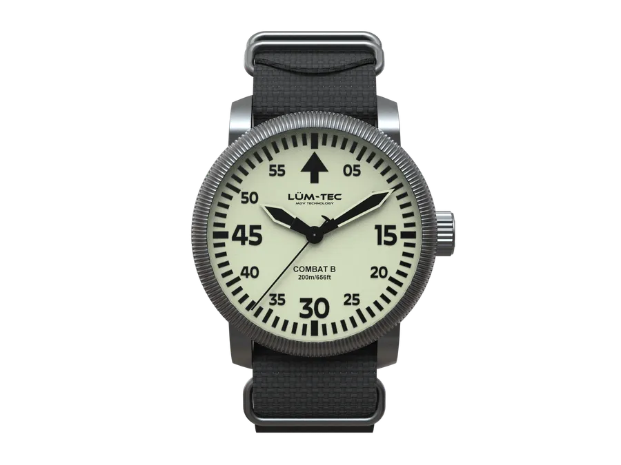 Lüm-Tec Combat B72, full-lume dial, gunmetal case, front view