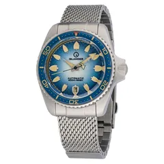 Islander Hudson Harpoon Diver with sea blue gradient dial and matching sapphire bezel on mesh bracelet