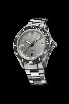 Zelos Swordfish 40mm Ti Satin, brushed titanium dial and black ceramic bezel