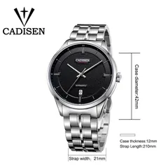 Cadisen C8156M dimension drawing (42mm, 12mm thick, 21mm strap)