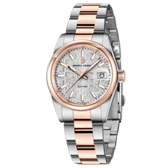 Pagani Design PD-1794M with silver monogram-textured dial, polished rose-gold-tone bezel and two-tone Oyster-style bracelet