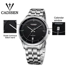 Cadisen C8156M detail callouts for the luminous hands and date window