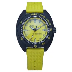 Thorn Sub 300T with yellow dial in the black case on a yellow rubber strap