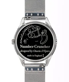 Mr Jones Number Cruncher caseback with the monster artwork and the artist's name