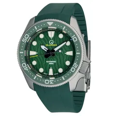 Islander Sands Point titanium diver with green kelp dial and green bezel on green rubber strap