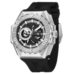 Pagani Design PD-YS007 with black open-worked dial and steel bezel on black strap