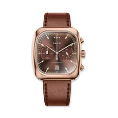 Brew Retrograph Espresso, rose gold PVD case, chocolate sunburst dial, on brown leather strap