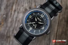 Lüm-Tec Combat Field X6 Titanium GMT on a striped nylon strap