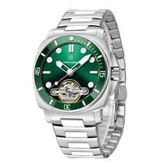 Pagani Design PD-1833 with green dial and green bezel on steel bracelet