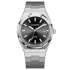 Cadisen C8180 with black sunray dial on the integrated steel bracelet