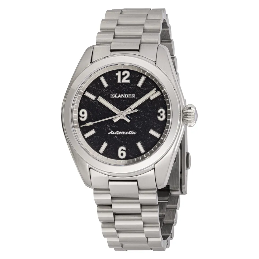 Islander Brookville Calligraphy Edition with black parchment dial on steel bracelet