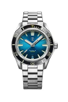 Zelos Swordfish 40mm SS Teal (2023), teal fumé dial, black sapphire bezel, on bracelet