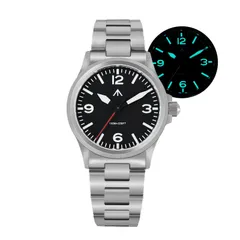 Militado ML18 (VH31) with black 3-6-9-12 dial and red seconds hand on steel bracelet
