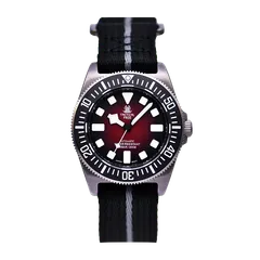 Tactical Frog Titanium FX-Diving V4 with gradient red dial and black bezel on nylon strap