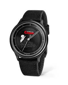 Undone Blockbuster Casper the Friendly Ghost with black case and black dial on a black strap