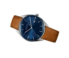 ELKA D02-0806, blue sunbrushed dial, on cognac leather strap