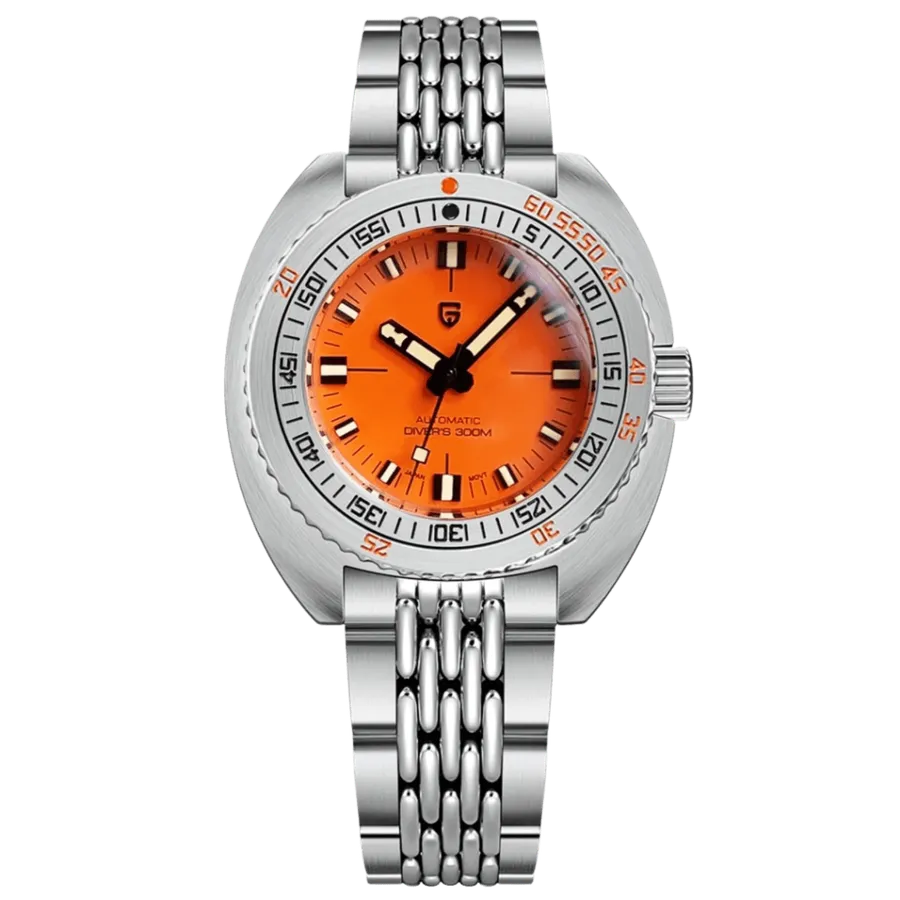 Pagani Design PD-1719 diver with orange dial on beads-of-rice bracelet