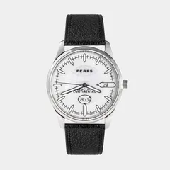 Fears Redcliff Continental with glossy Jetliner White dial on a black leather strap