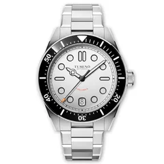 Tusenö Shellback V2 White/Black, semi-matte white dial, black ceramic bezel