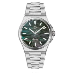 Watchdives WD2007A with black mother-of-pearl dial on the integrated bracelet