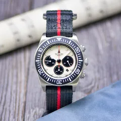 Tactical Frog Titanium FX-Diving Chronograph with white panda dial and black bezel on black and red nylon strap