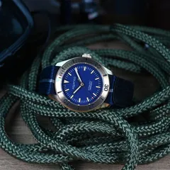 Aquatico Bronze Raider no-date with blue dial and bronze bezel insert, on a nylon strap