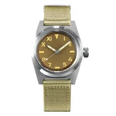 San Martin SN031-G with retro yellow California dial on khaki nylon strap