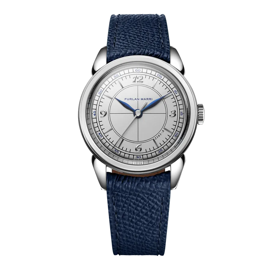 Furlan Marri Cornes de Vache White Sector ref. 2161-A on blue leather strap