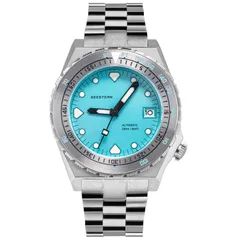 Seestern S407-600T.T with light blue dial and steel bezel on steel bracelet