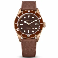 Aquatico Bronze Raider with brown dial and brown ceramic bezel, on brown rubber strap