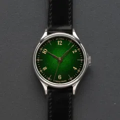 anOrdain Model 1 35mm Green Fumé, vitreous enamel dial, on black shell cordovan strap