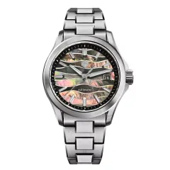 San Martin SN0150-G1 39mm with spliced black mother-of-pearl dial on H-link bracelet