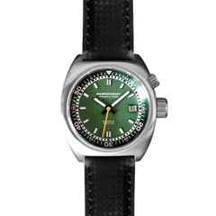 Bernhardt Binnacle Timer, green textured dial, on black FKM strap
